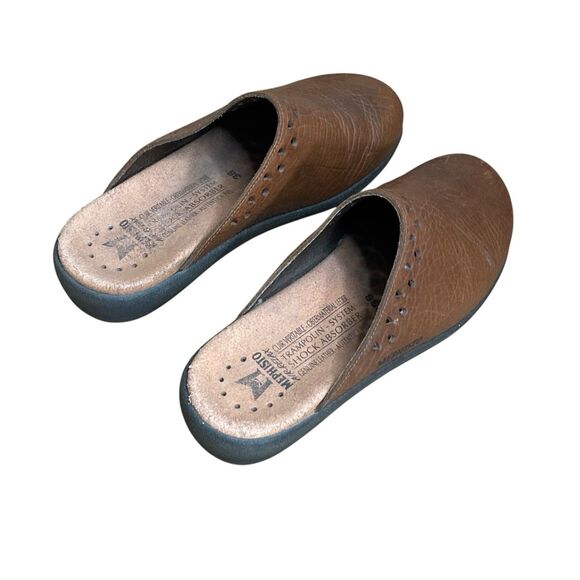 Mephisto Clog Mules Womens sz US 8/EU 38 Brown Slip On Leather Perforated France - Picture 12 of 16